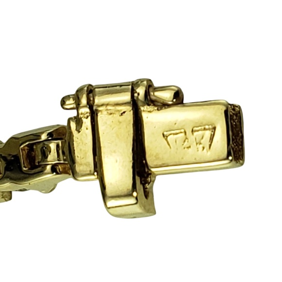 14K Yellow Gold Natural Emerald and Diamond Link Bracelet  #21216 - Picture 6 of 10